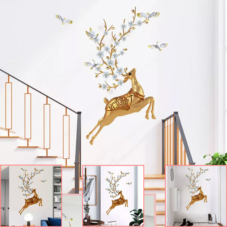 Buy More Gold Deer with Wall decoration stickers room wallpaper bedroom nursery kids room Home decoration Wall Stickers