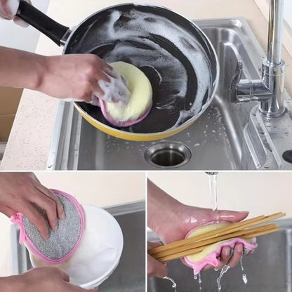 5PCS Double-Sided Dishwashing Sponge Brush – Durable Kitchen Scrubber for Pots, Pans, Bowls