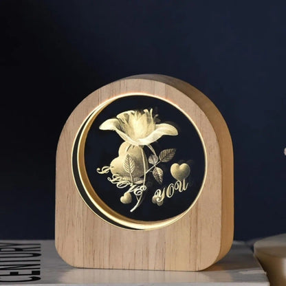 3D Crystal Ball Night Light USB Table LED Wooden Decoration Birthday Gift Adults (8Cm) Model No 5