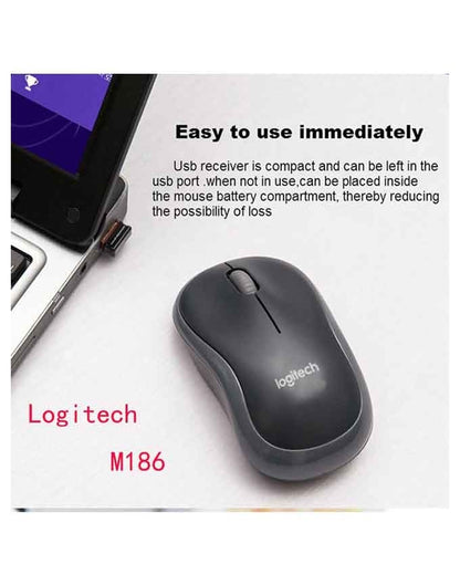 LOGITECH M186 Wireless Mouse with USB Receiver