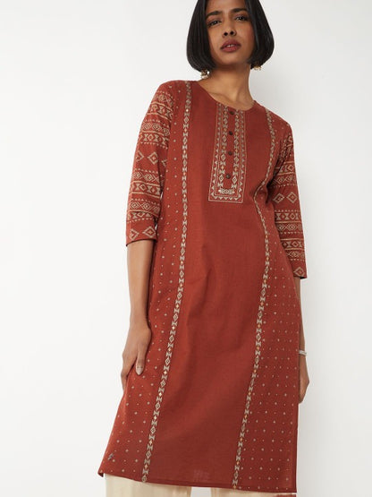 Geometric Keyhole Neck Sequinned Kurta