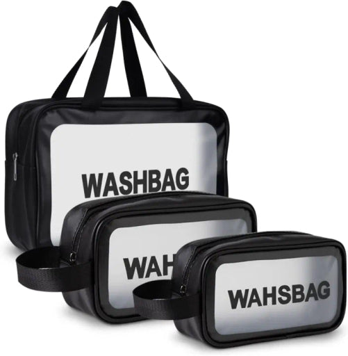 Clear Toiletry Bag, Waterproof Makeup Bag PVC Zippered Cosmetic Bag –Set Of 3