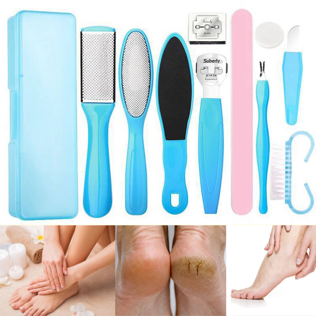 Professional Stainless Steel Pedicure Tools Set 10 in 1, Foot Care Kit, Nail Toe Rasp Peel Dead Hard Skin Callus Remover Feet Care Pedicure