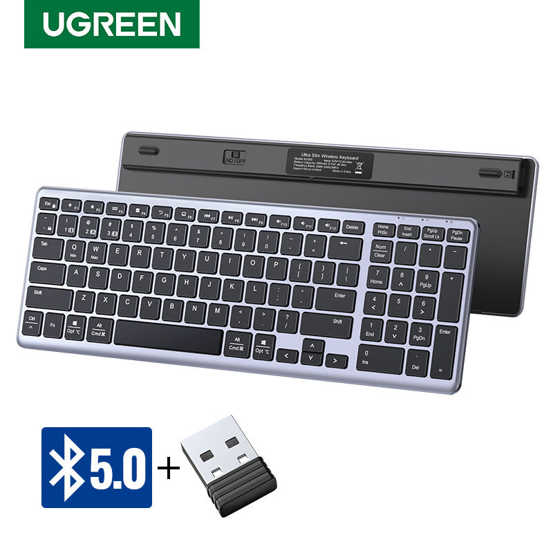 UGREEN 75163 Wireless 2.4G+ Bluetooth Membrane Rechargeable Keyboard