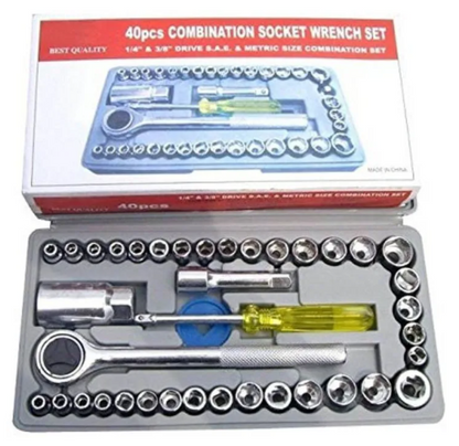 46-Piece 1/4-Inch Socket & Ratchet Wrench Set | Portable Auto Repair Tool Kit