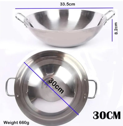 Stainless Steel Wok Pan with Handles,Fry Pan, Thachchi