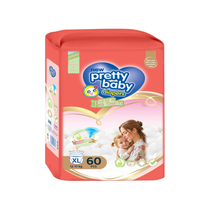 Pretty Baby S - CUT Diapers | the Perfect Fit Diapers | XL 60 Pcs