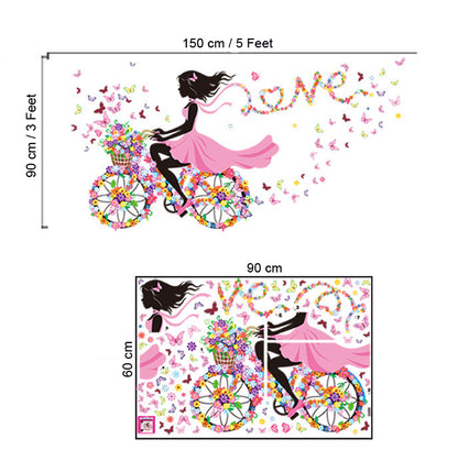 Beautiful Butterfly Cycle Girl Bird Fairy Flowers Sticker room wallpaper bedroom nursery window decor without Radium stars star wall stickers wall decoration flower butterfly wedding decoration birthday decoration kids room decoration Wall Stickers