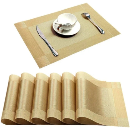 6PCS Heat Resistant Washable PVC Table Mats with Cup Mug Coaster Holders for Dining