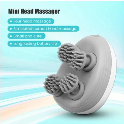 4-Head Electric Scalp Massager: Portable Stress Relief & Hair Growth Tool for Humans & Pets