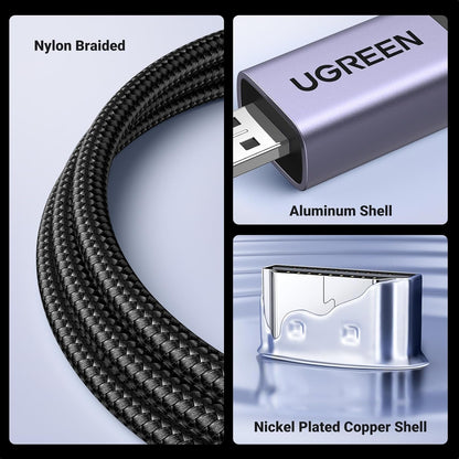 UGREEN 15517 8K Micro HDMI to HDMI Cable , 2.1 Aluminum Shell Braided 48Gbps Ultra High Speed 8K@60Hz, 4K@240Hz Support HDR eARC Dolby Compatible with GoPro Raspberry Pi 5 Camera Nikon
