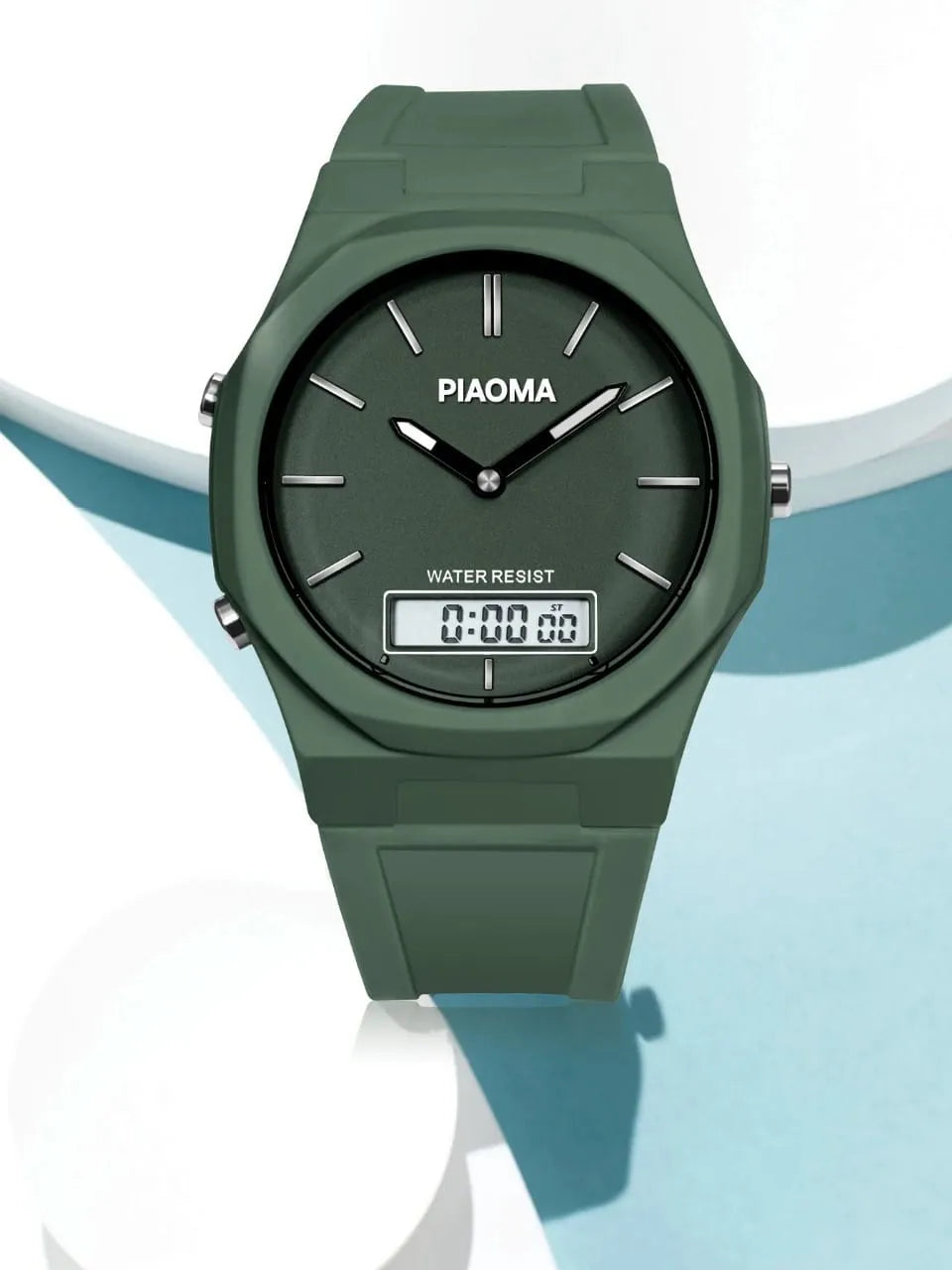 PIAOMA Dual Time Men's Electronic Watch; Trendy Simple Wrist Watch; Waterproof Sports Outdoor Watch
