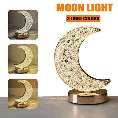 Moon Night Lamp Crystal Desk Lamp 3 Colors Dimming Table Light Touch Bedside Romantic Diamond
