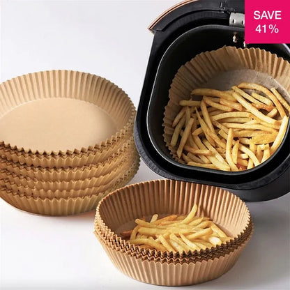 100-Piece Air Fryer Disposable Paper Liners (16Cm Round) | Non-Stick Baking & Steamer Mats