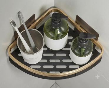 Rustproof Aluminum Shower Shelf | No-Drill Wall-Mounted Bathroom Organizer & Towel Holder