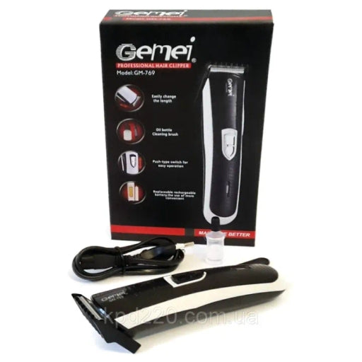 Gemei GM-769 Rechargeable Hair & Beard Clipper with Precision Trimmer for Smooth Grooming