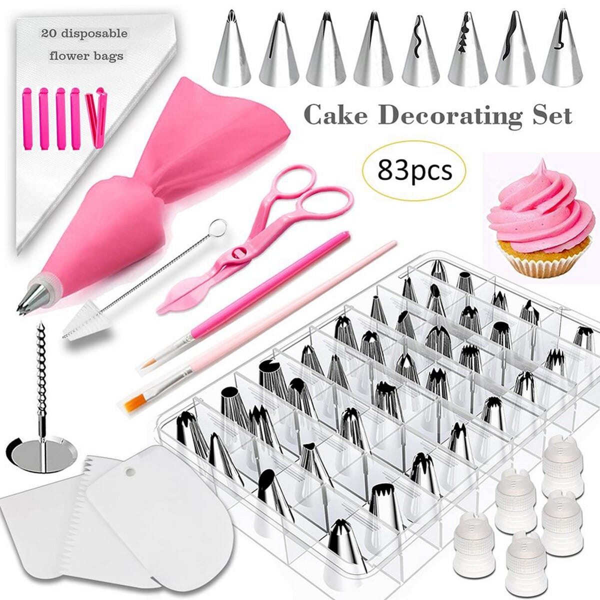 83 Pieces per Set Cake Decorating Kit Supplies Set Cake Decoration 83 pcs per setTools Piping Tips Pastry Icing Bags Nozzles