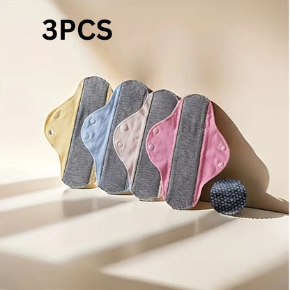 3Pcs Reusable Menstrual Pads – Washable Leakproof Fabric Liners for Periods & Light Incontinence