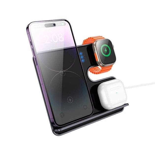 HOCO CQ19 Falcon 3 in 1 Desktop Vertical QI Wireless Fast Charger