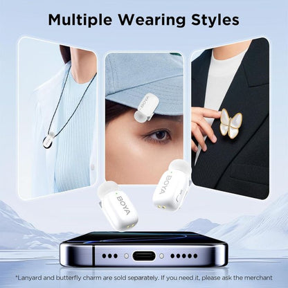 BOYA Mini 2.4Ghz Ultra Mini Wireless Microphone - Dual Wireless Microphones With Charging Case For ( Andriod Type-C and  phone IOS )