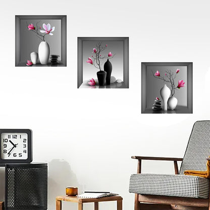 3D Vase Sticker Wall Sticker Home Decoration animals tree bridge baby children bedroom room decor wall stickers removable kids nursery decal Mirror Dear Wall Decoration Stickers wall deco
