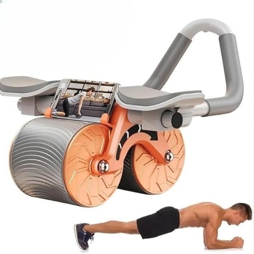 Advanced Abdominal Roller with Dual Wheel Design, Automatic Rebound Technology, Elbow Support