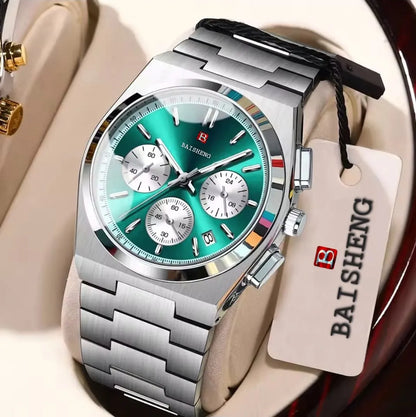 BAISHENG Op Brand Luxury Men Quartz Watches Original Watch for Man Waterproof Stainless Steel Watch