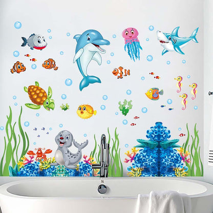 Aquarium ocean deep water sea For Kids Room Home Decoration Cartoon baby children cartoon bedroom room decor wall stickers removable kids nursery decal sticker Wall Decoration Stickers wall decor
