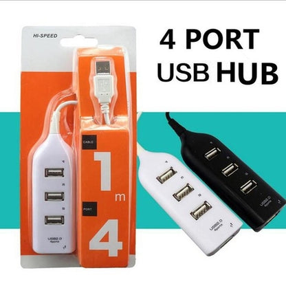 4-Port High-Speed USB 2.0 Hub with 1M Charging Cable