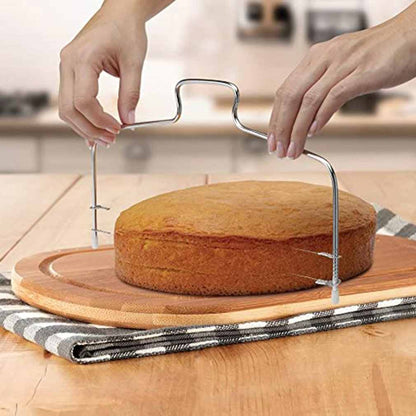 Adjustable Stainless Steel Double-Line Cake Slicer and Pizza Dough Cutter