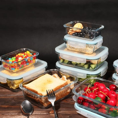 High Borosilicate Glass Food Storage Container with Air Vent Lid Leak Proof & Microwave, Oven Safe