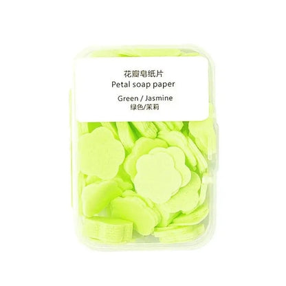 100Pcs Petal Soap Paper Sheets Portable Disposable Hand Soap for Travel, Camping & Outdoor Use