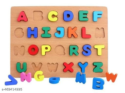 Wooden a , B, C, D Capital Letters Lower-Case on Wooden Plate for Kids Multicolor
