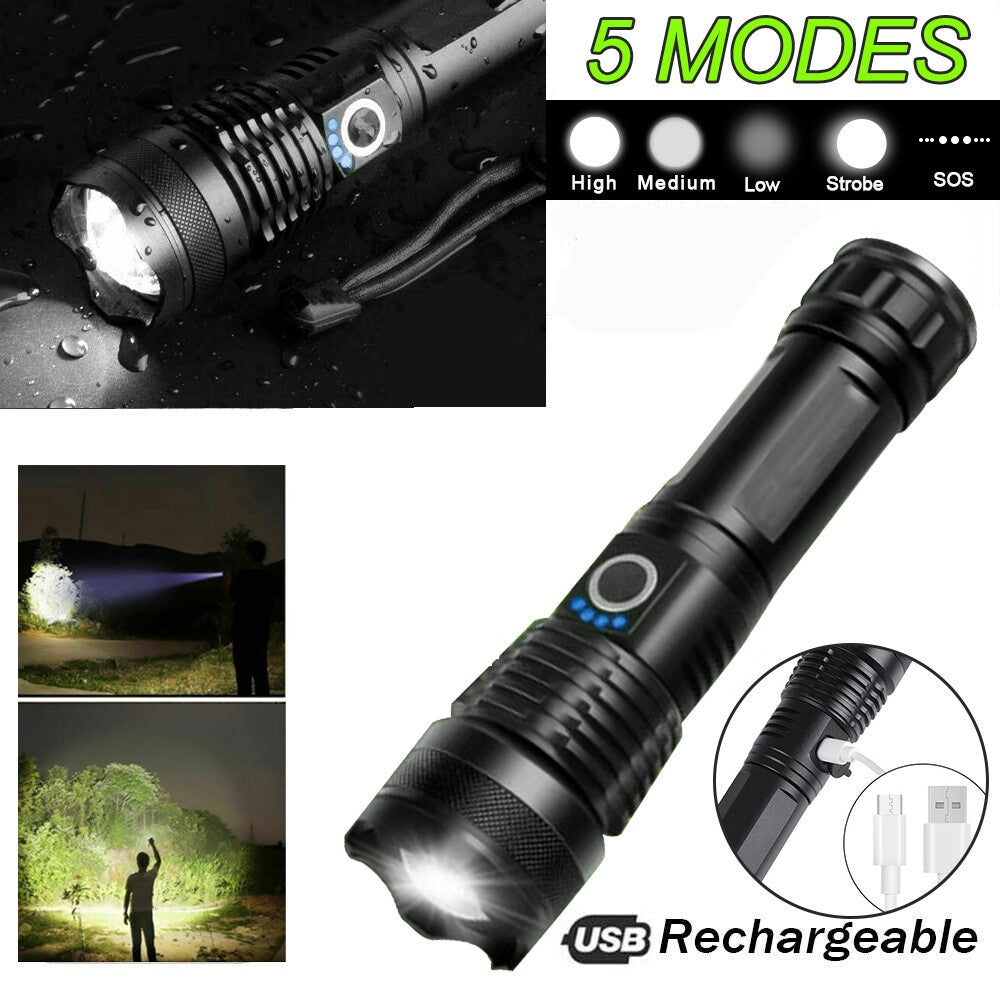 Aspor A761 LED Outdoor Strong Light Flashlight Waterproof Aluminum Alloy Rechargeable Torch