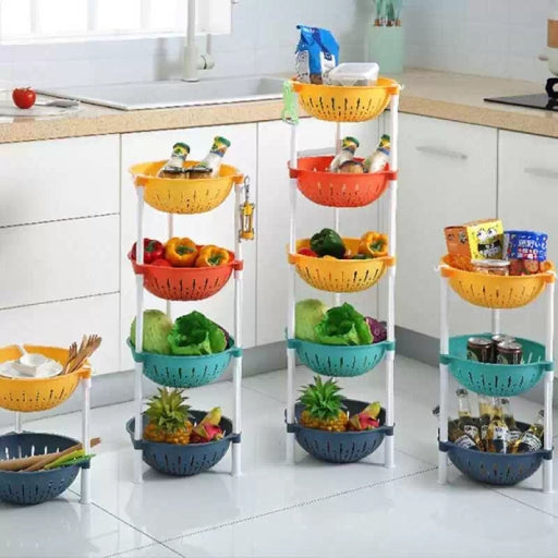 Colorful Floor Shelf Organizer, Fruit Bowl, 4 Shelves Kitchen Organizer