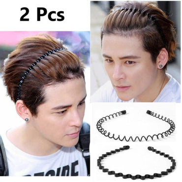 Two (2) Hair Bands for Men and Women (Two Designs), Metal Head Bands Wavy Hair Band, Spring Hair Hoo