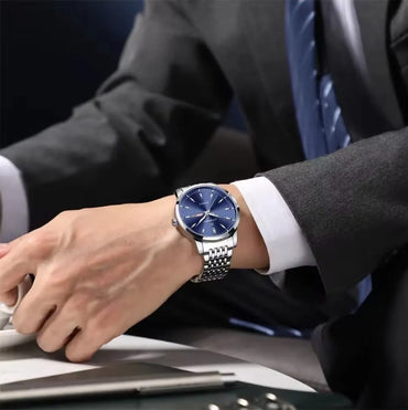 POEDAGAR Brand Business Men Watches Luxury New Top Waterproof Stainless Steel Quartz Wrist Watch Man
