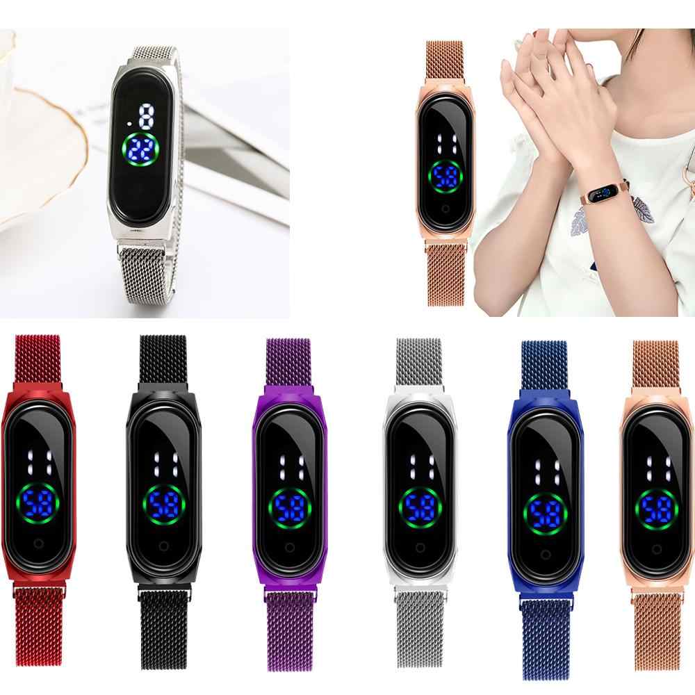 Ladies Watch Women Touch Screen LED Watches Magnetic Mesh Belt Electronic Clock Digital Quartz Watch