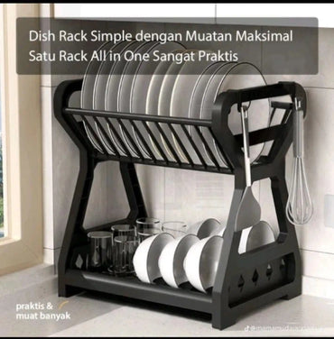 Dish Drying Rack Dish Rack Double-Layer Kitchen Dish Bowl Draining Storage Rack