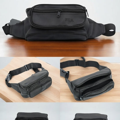 Men & Women Waist Belt- Money  Phone Pocket Belt Waist Bag Black Synthetic Leather