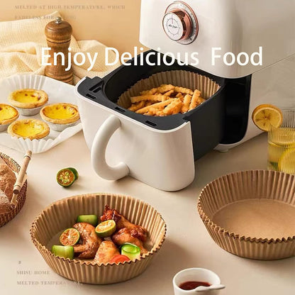 Air Fryer Disposable Paper Liners | Non-Stick Waterproof Parchment for Baking (50/100 Pcs)