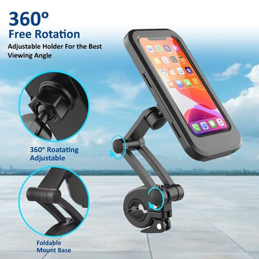 Phone Mount Waterproof Cell Phone Holder 360 Rotation Motorcycle Phone Case Universal Bicycle Handle