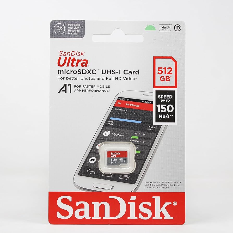 SanDisk Ultra 512GB Micro SDXC Memory Card 150MB/s UHS-1 Class 10