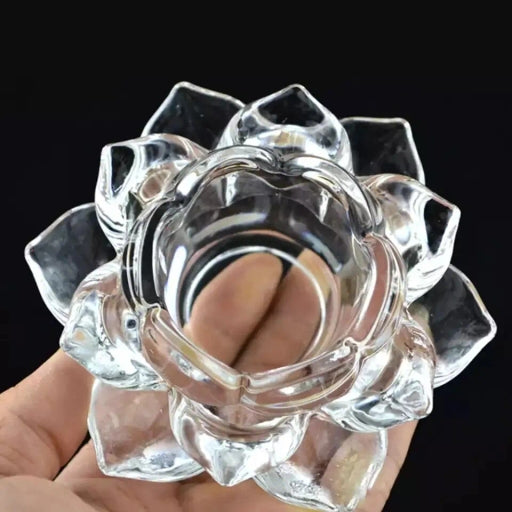 Crystal Glass Candle Holder Buddhist Lamp Household Decoration Craft