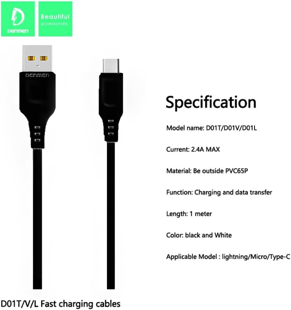 Type C Cable Fast Charging Cable 1 Meter Vdenmenv D01T