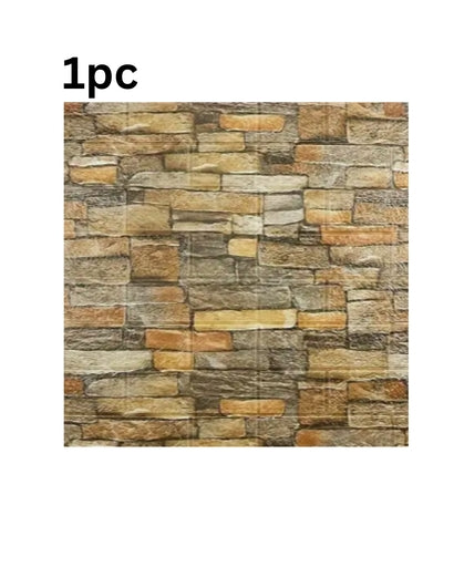 5Pcs 3D PE Foam Brick Wall Stickers – Self-Adhesive Waterproof Wallpaper Tiles, 70×77Cm
