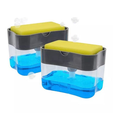 2-In-1 Kitchen Soap Pump Dispenser: Plastic Liquid Box & Sponge Caddy Holder for Sink