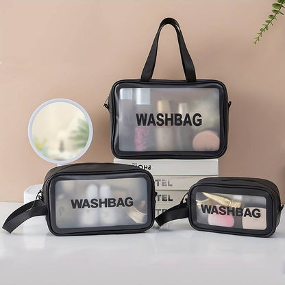 3Pcs Transparent Waterproof Travel Makeup & Cosmetic Storage Bag – Large Capacity Organizer Pouch