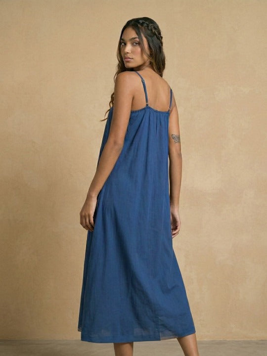 Floral Embroidered a-Line Maxi Dress