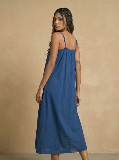 Floral Embroidered a-Line Maxi Dress